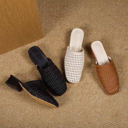 Pearline | Women’s Orthopedic Woven Pointed Toe Mule Heels