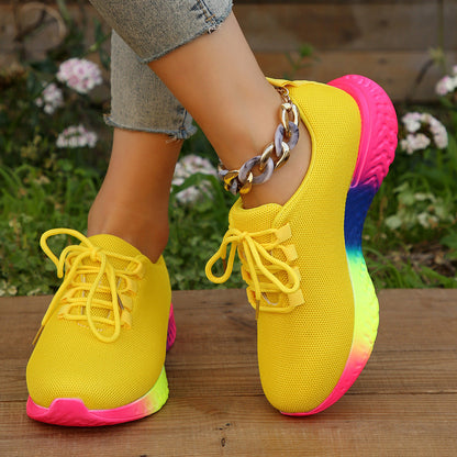 OrthoCare Lace-Up Mesh Shoes With Rainbow Sole