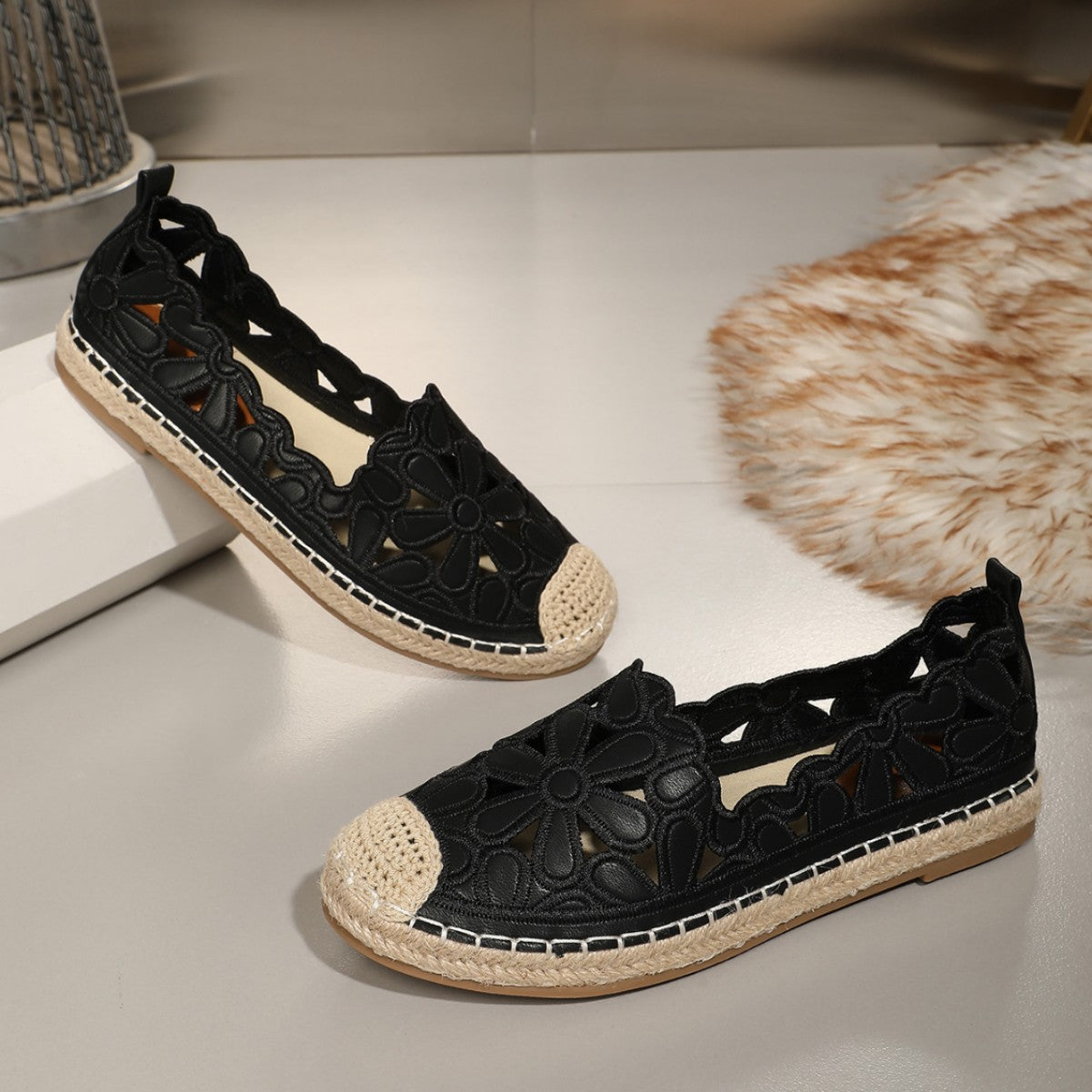 Ilysa | Women’s Orthopedic Cutout Espadrille Slip-On Flats