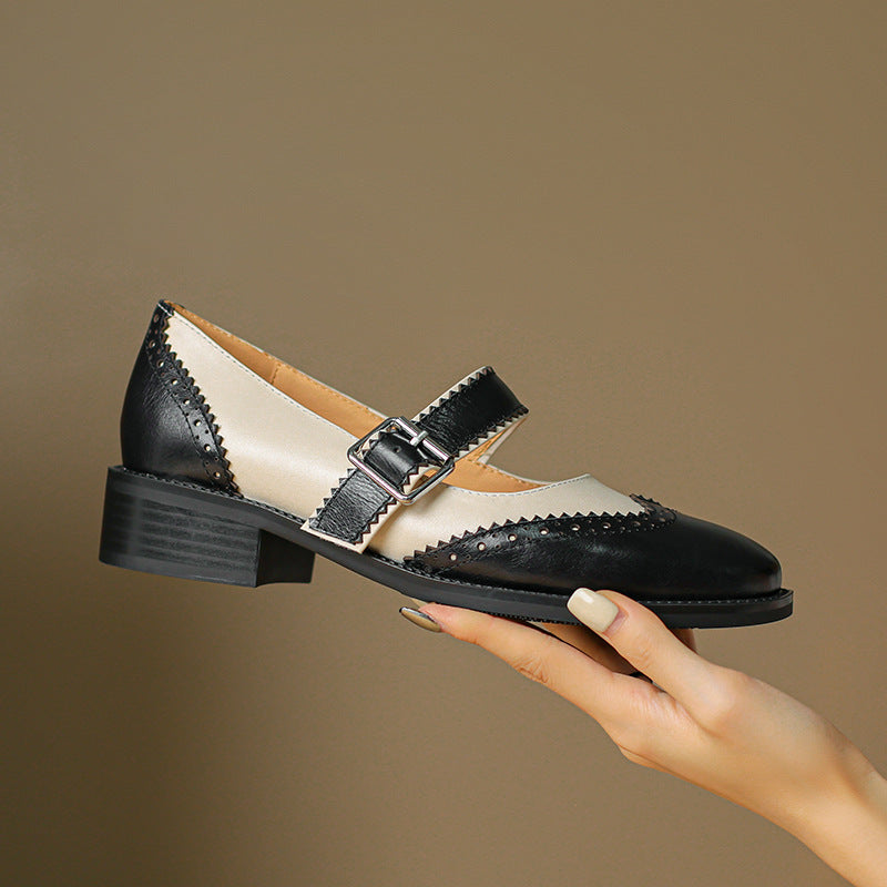 OrthoCare Colorblock Leather Shoes - Square Toe