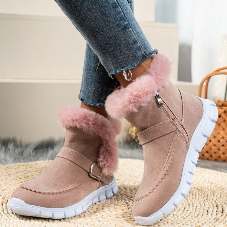 Anabelle | Orthopedic Plush Ankle Boots With Buckle Design
