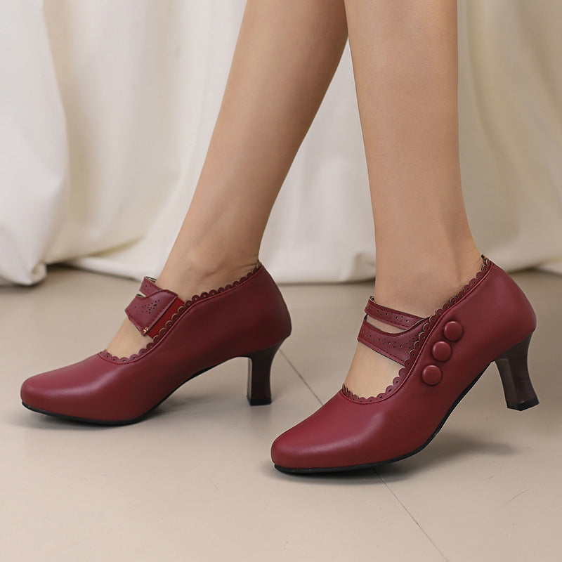OrthoCare Vintage Button Mary Jane Heels – Elegant Comfort Classic Pumps