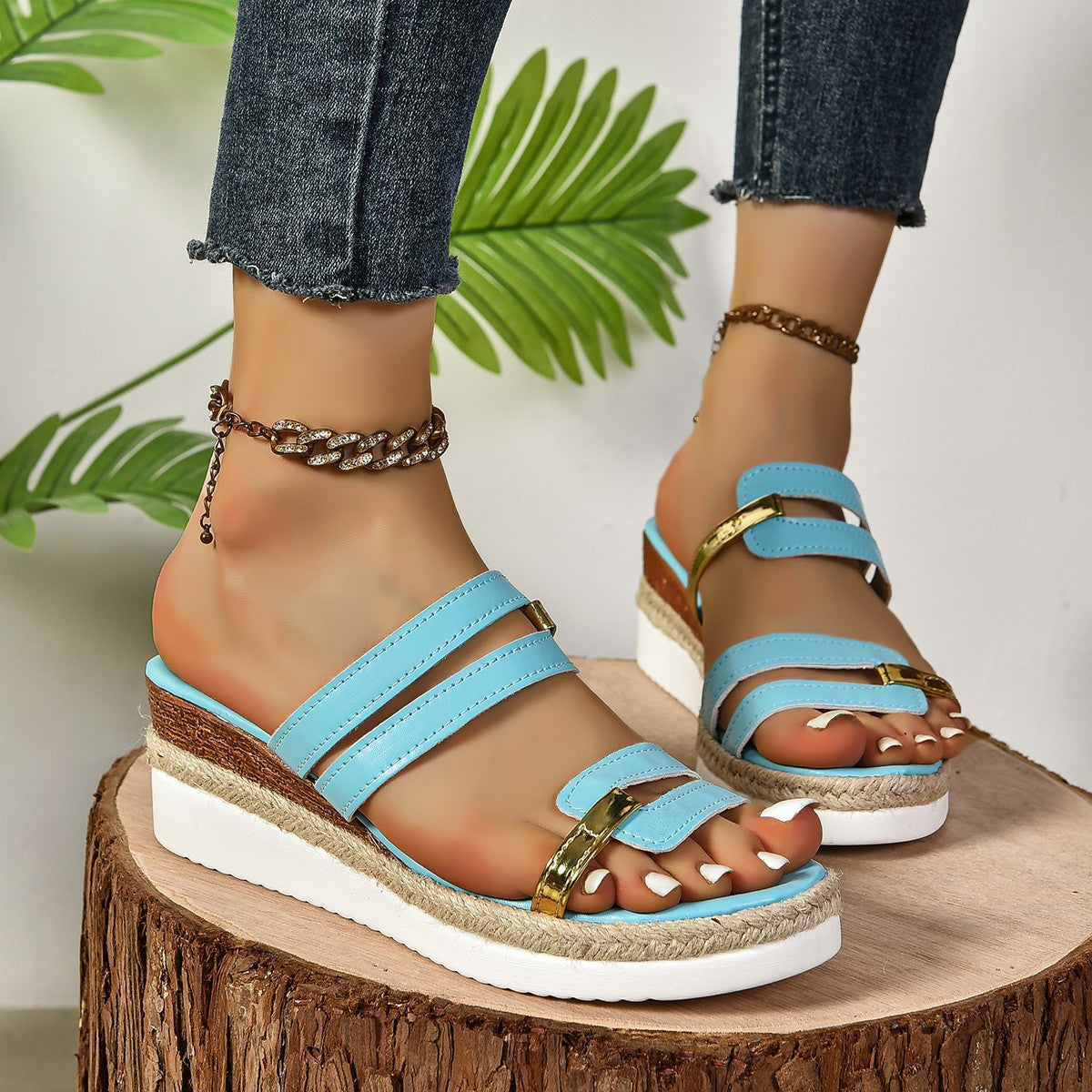 OrthoCare Unique Colorblock Wedge Sandals For Summer -