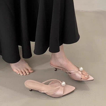 Eliora | Women’s Orthopedic Pearl Pointed Toe Mule Heels