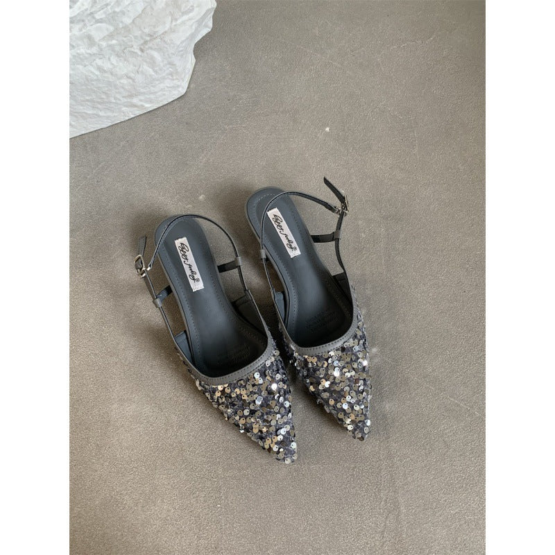 OrthoCare Silver Sequined Pumps - Unique French Style