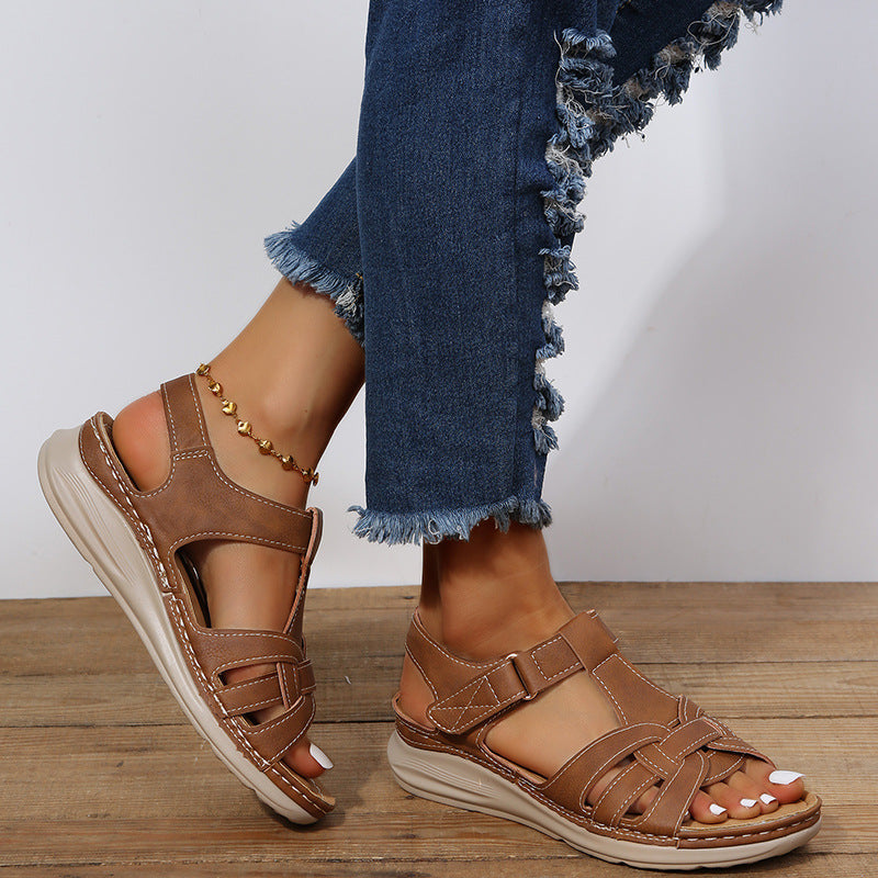 OrthoCare Women's Platform Sandals - Velcro Strap