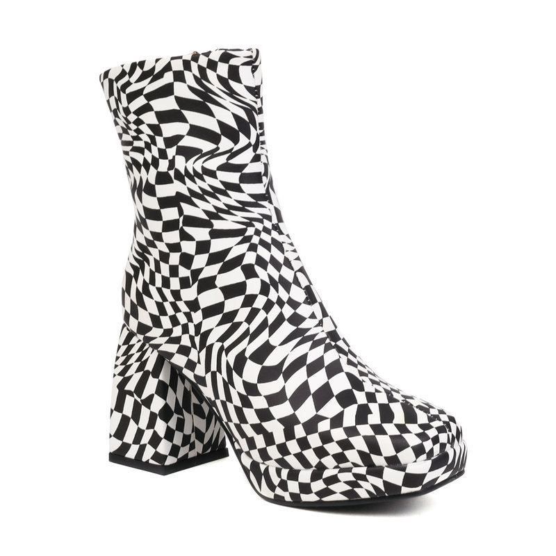 Lisa | Orthopedic Printed  Square Toe Heel Boots