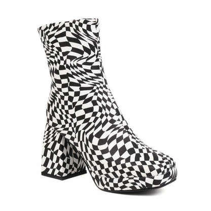 Lisa | Orthopedic Printed  Square Toe Heel Boots