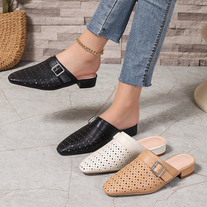 Hestia | Women’s Orthopedic Perforated Pointed Toe Mule Flats