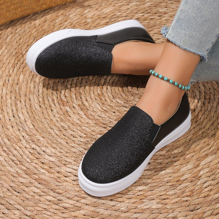 OrthoCare Round-Toe Flat Shoes With Sequins - Unique Elegance