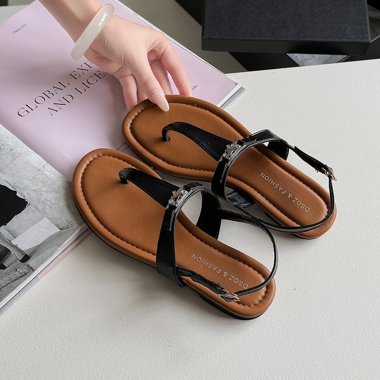 Tivielle | Women’s Orthopedic Rhinestone Toe Ring Flat Sandals