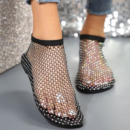 OrthoCare Hollow Flat Sandals With Rhinestones - Summer Fashion