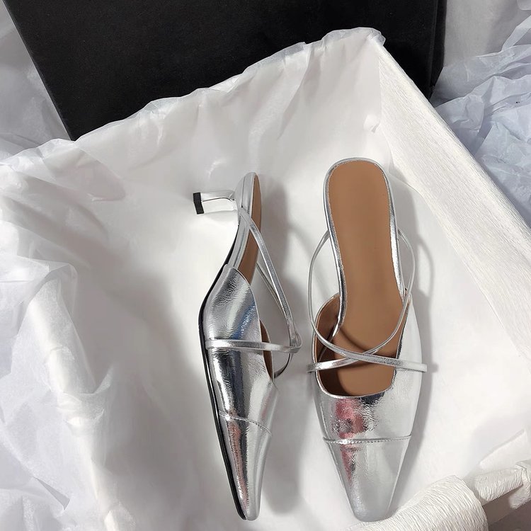 OrthoCare Metallic Pointed Toe Slingback Flat Sandals