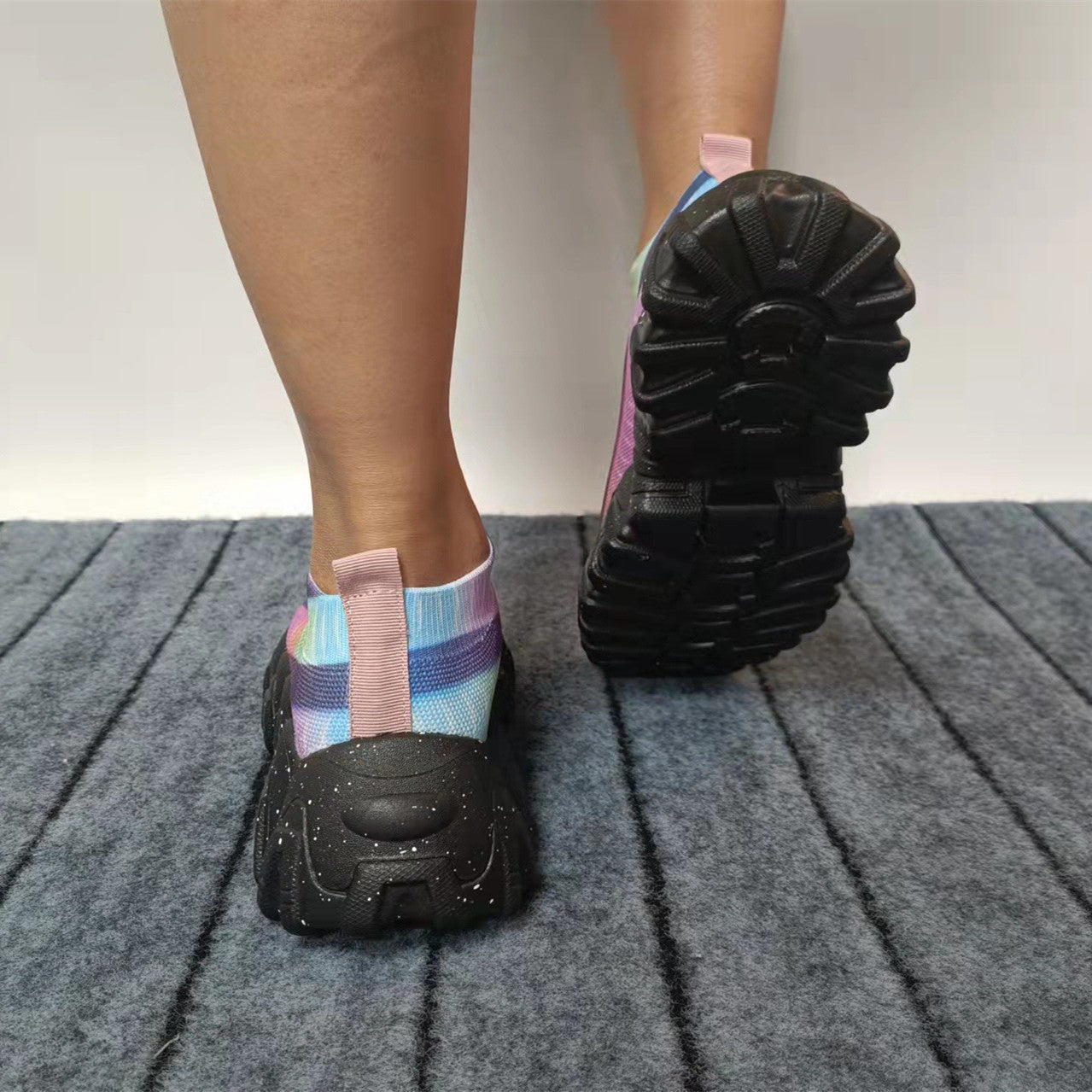 OrthoCare | Rainbow Knit Slip-On Platform Sneakers