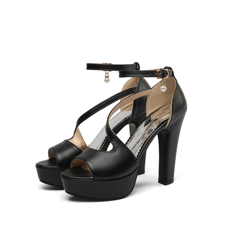 Roselle | Orthopedic Elegant Ankle-Strap Platform Heels with Peep-Toe Design