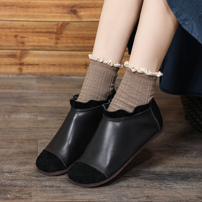 Orthopedic Leather Ankle Boots – Soft Comfort Slip-On Lightweight Casual Shoes