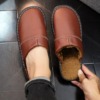 OrthoCare Non-Slip Winter Leather Slippers For Indoor Use