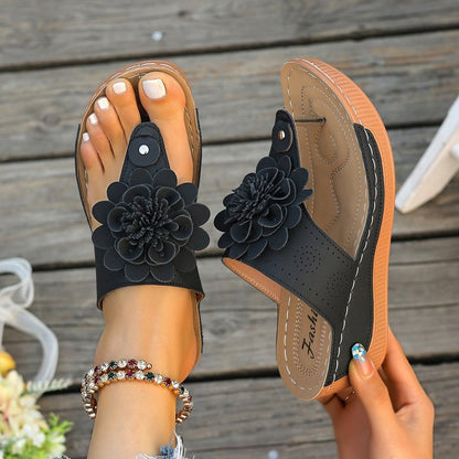 Brenna | Women’s Orthopedic Floral Wedge Slide Sandals
