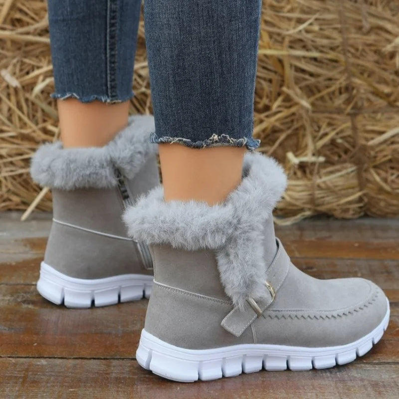 Anabelle | Orthopedic Plush Ankle Boots With Buckle Design