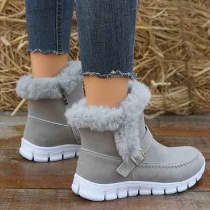 Anabelle | Orthopedic Plush Ankle Boots With Buckle Design