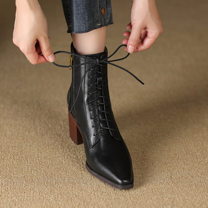 OrthoCare Ankle Boots - Thick Heel Lace-Up Comfort