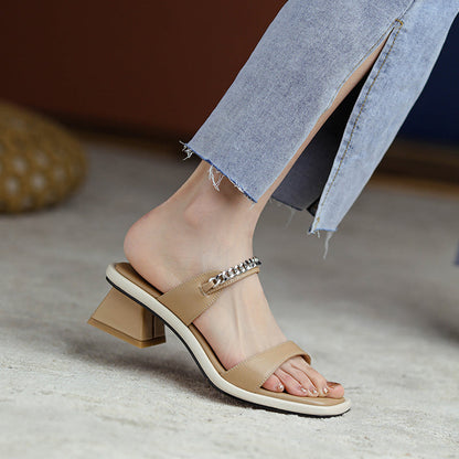 Calypso | Women’s Orthopedic Rhinestone Strap Block Heel Mule Sandals