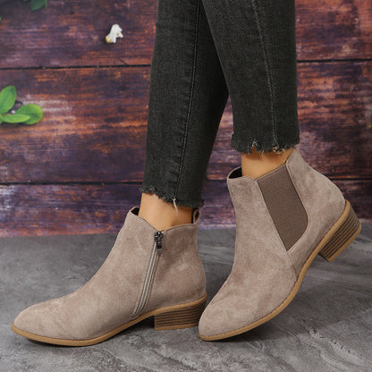 OrthoCare Suede Ankle Boots - Thick Heel Comfort
