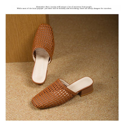 Pearline | Women’s Orthopedic Woven Pointed Toe Mule Heels