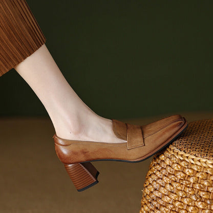 OrthoCare Low-Cut Shoes With Thick, Square Heels - Unique Elegance