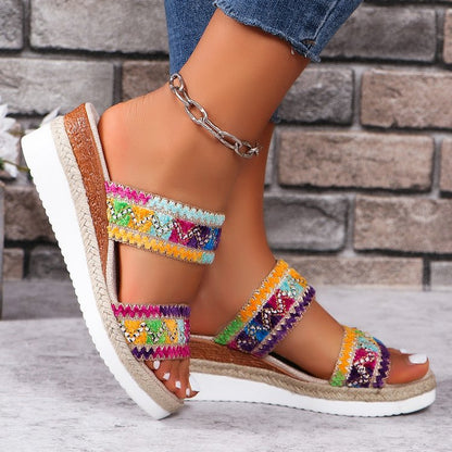 OrthoCare Woven Sandals With A Wavy Pattern - Unique Ethnic Style