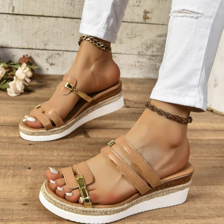 OrthoCare Unique Colorblock Wedge Sandals For Summer -