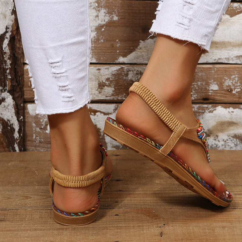 Xanthe | Women’s Orthopedic Bohemian Beaded T-Strap Flat Sandals