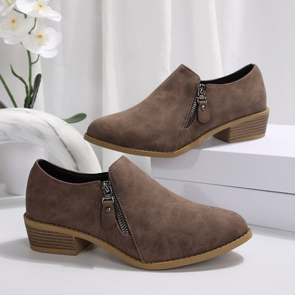 OrthoCare Plus Size Side Zipper Square Heel Boots