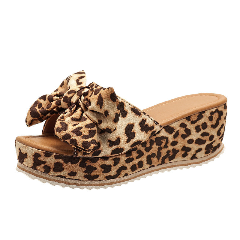 OrthoCare Wedge Slippers - Leopard Bow Comfort