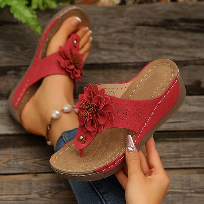 Brenna | Women’s Orthopedic Floral Wedge Slide Sandals