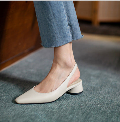 Michelle | Orthopedic Women's Chunky Heel Pointed Toe Shallow Sandals