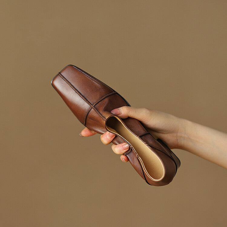 OrthoCare | Square Toe Block Heel Loafers
