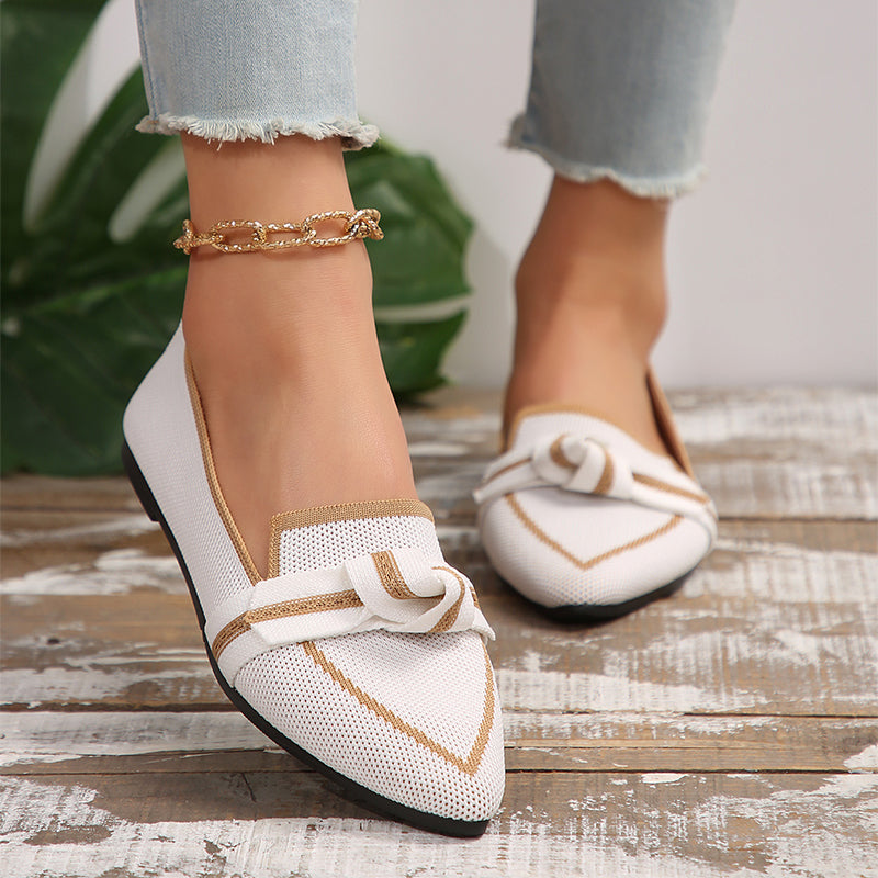 OrthoCare Pointed Toe Flat Shoes With Bow