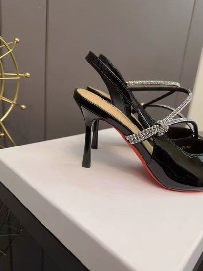 Calyra | Women’s Orthopedic Rhinestone Pointed Toe Slingback Heels