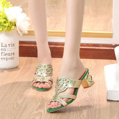 Winora | Women’s Orthopedic Rhinestone Cutout Block Heel Sandals