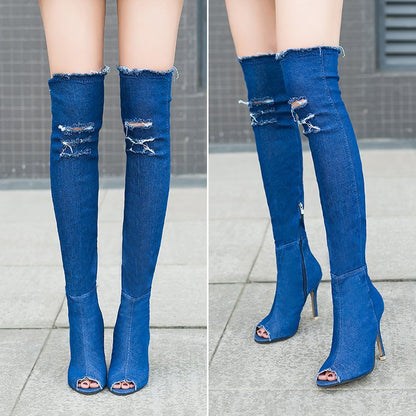 OrthoCare Unique Stretch Denim Boots - Fish Mouth Cow