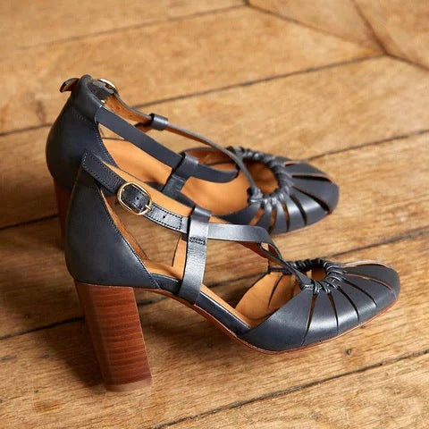 Bree | Orthopedic Retro Block Heel Sandals – Strappy Comfort Design