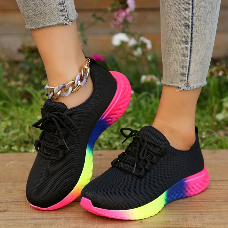 OrthoCare Lace-Up Mesh Shoes With Rainbow Sole