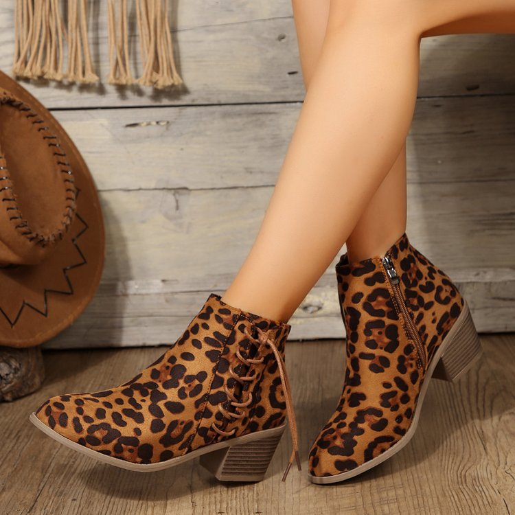 OrthoCare Leopard Print Boots - Side Strap Comfort