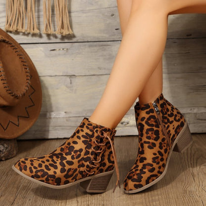 OrthoCare Leopard Print Boots - Side Strap Comfort