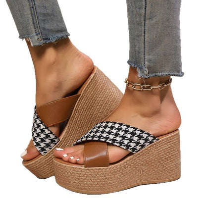 Kalista | Women’s Orthopedic Houndstooth Platform Wedge Sandals