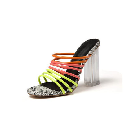 OrthoCare Neon Luxe Heels – Statement Strap Block Sandals