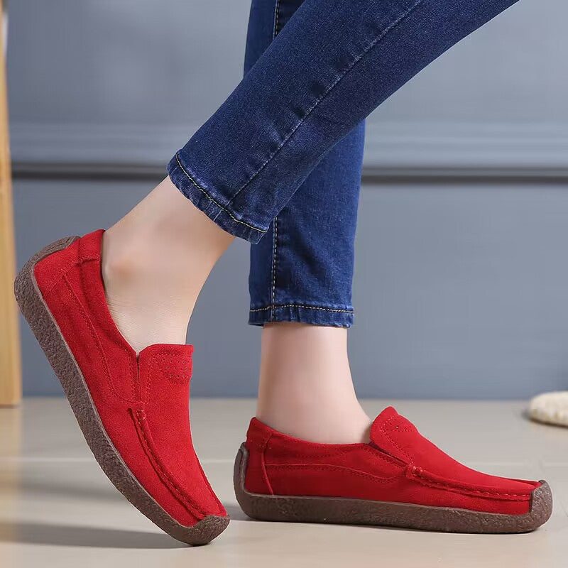 OrthoCare Women’s Suede Slip-On Loafers – Lightweight Comfort Casual Shoes