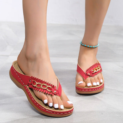 OrthoCare Wedge Sandals With Chain - Unique Retro Style