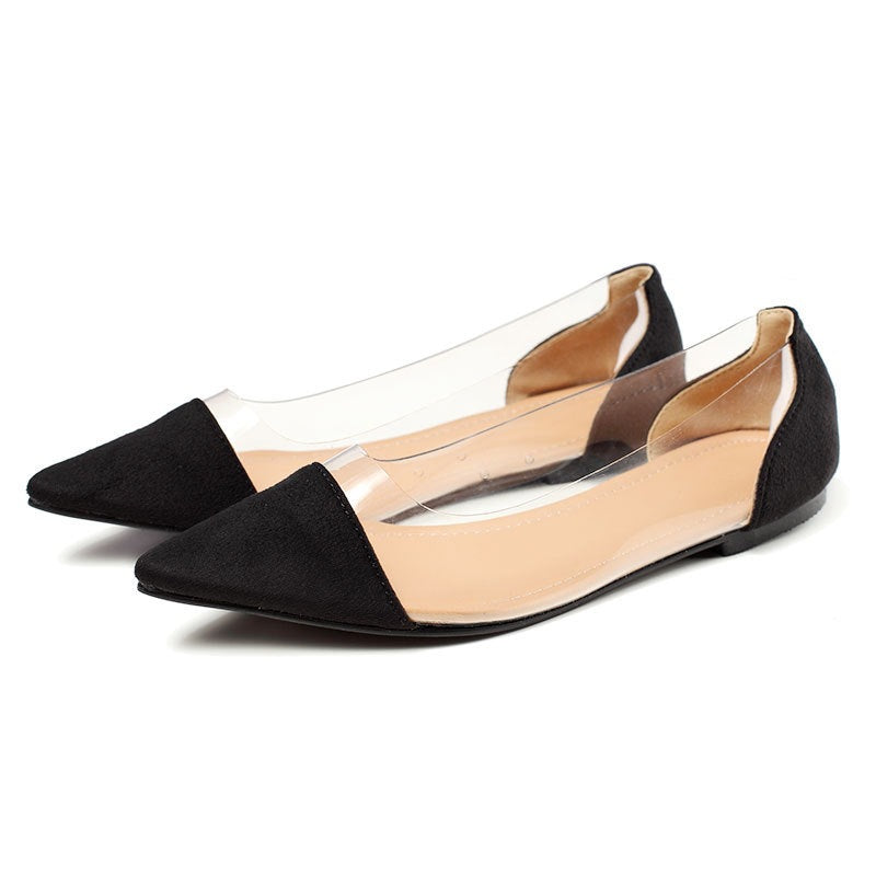 OrthoCare Women’s Pointed Toe Flats – Elegant Transparent Panel Comfort Shoes